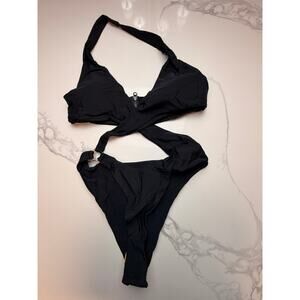 Women’s Black Cutout One Piece Swimsuit Large
